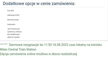 Fragment opcji zamówienia płatnego w zamówieniu.
